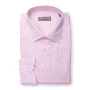 Canali Men's Pink Dress Shirt Luxury Italian Cotton Slim Fit Business Casual